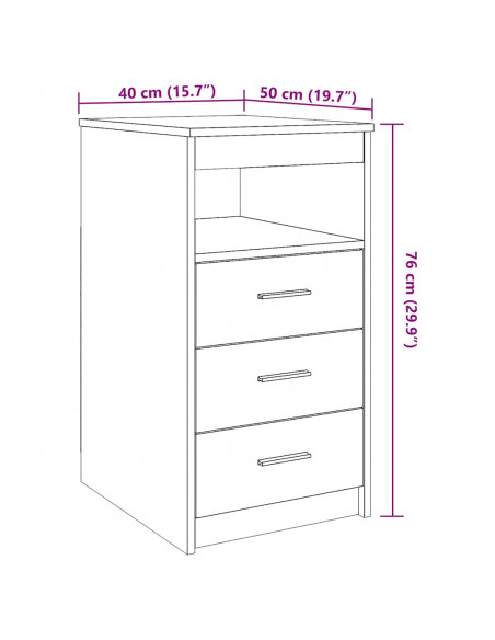 Cassettiera Legno Antico 40x50x76 cm in Truciolato