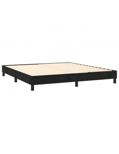 Letto a Molle con Materasso e LED Nero 180x200 cm in Velluto