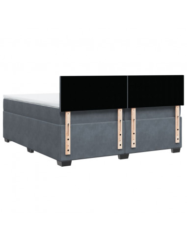 Giroletto a Molle con Materasso Grigio Scuro 200x200 cm Velluto