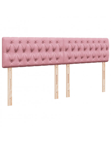 Giroletto a Molle con Materasso Rosa 200x200 cm in Velluto