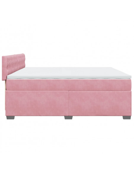 Giroletto a Molle con Materasso Rosa 200x200 cm in Velluto
