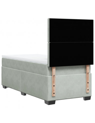 Giroletto a Molle con Materasso Grigio Chiaro 80x200 cm Velluto