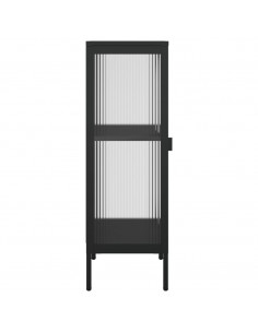 Credenza Nera 40x35x105 cm Vetro e Acciaio 2