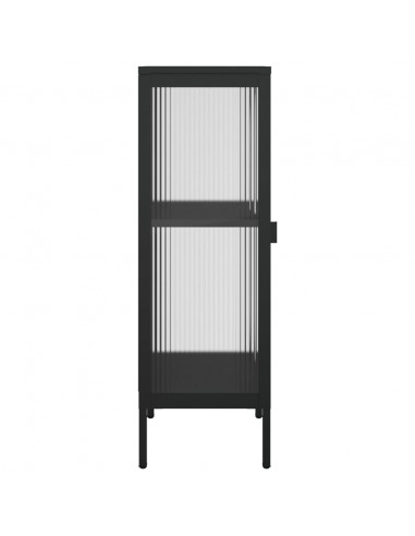 Credenza Nera 40x35x105 cm Vetro e Acciaio