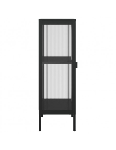 Credenza Nera 40x35x105 cm Vetro e Acciaio