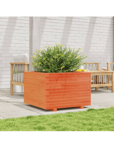 Fioriera Giardino Marrone Cera 70x70x49,5cm Legno Massello Pino