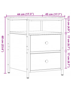 Comodini 2pz Rovere Artigianale 44x45x60cm in Legno Multistrato