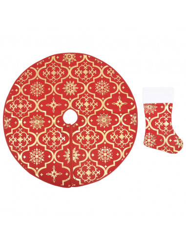 Gonna Albero Natale Raffinata con Calza Rosso Tessuto 150 cm