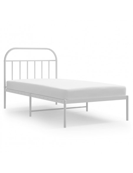 Giroletto con Testiera Metallo Bianco 100x190 cm