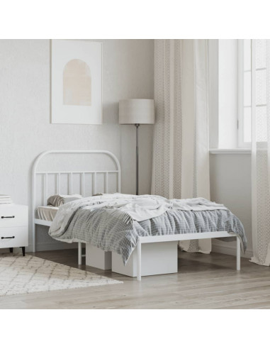 Giroletto con Testiera Metallo Bianco 100x190 cm