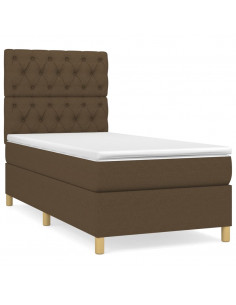 Giroletto a Molle con Materasso Marrone Scuro 80x200 cm Tessuto 2