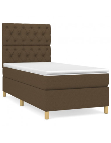 Giroletto a Molle con Materasso Marrone Scuro 80x200 cm Tessuto