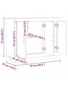 Credenza Rovere Artigianale 92x35x75 cm in Legno Multistrato