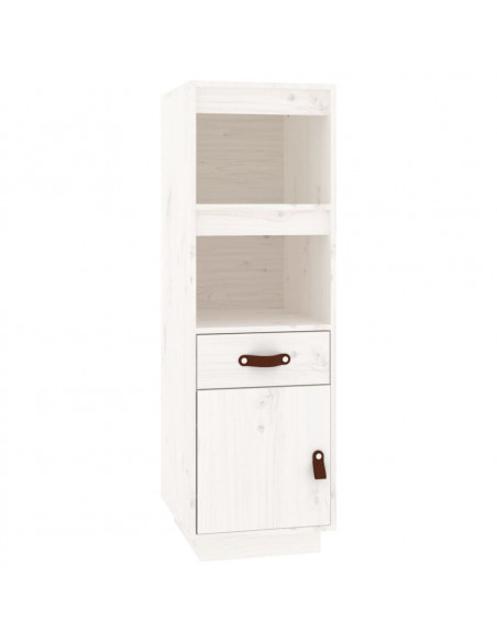 Credenza Bianca 34x40x108,5 cm in Legno Massello di Pino