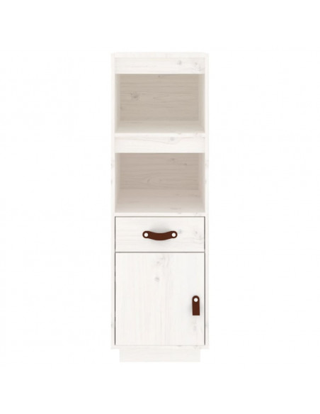 Credenza Bianca 34x40x108,5 cm in Legno Massello di Pino
