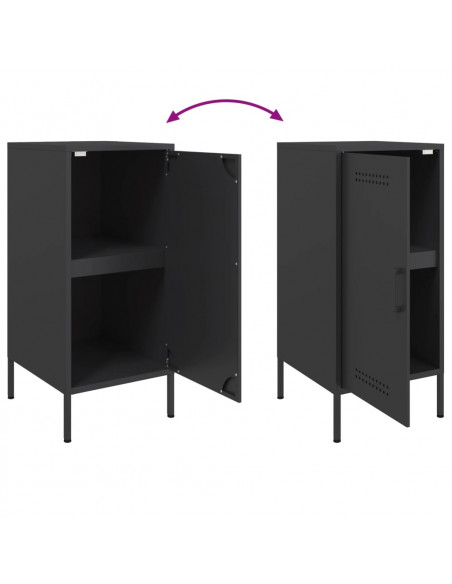 Credenze 2pz Nere 36x39x79 cm in Acciaio Laminato a Freddo