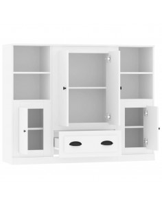 Credenze 3 pz Bianche in Legno Multistrato