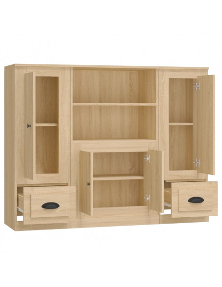 Credenze 3 pz Rovere Sonoma in Legno Multistrato