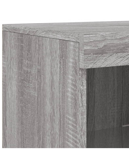 Credenze con Luci LED 3 pz Grigio Sonoma in Legno Multistrato