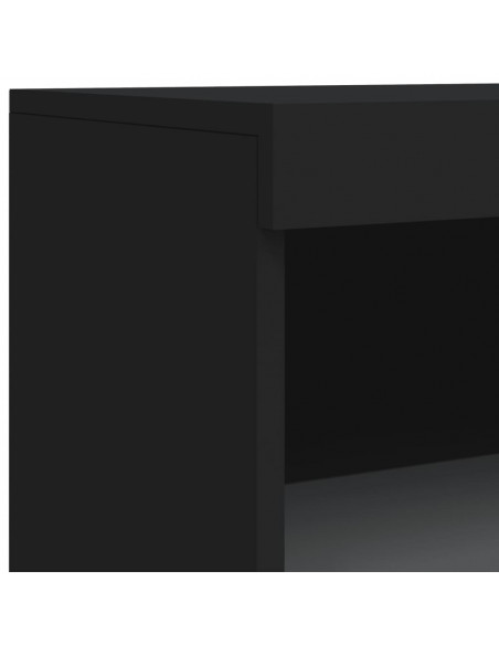 Credenze con Luci LED 3 pz Nere in Legno Multistrato