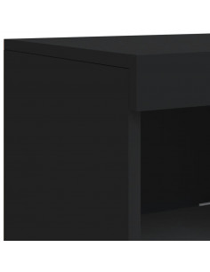Credenze con Luci LED 3 pz Nere in Legno Multistrato