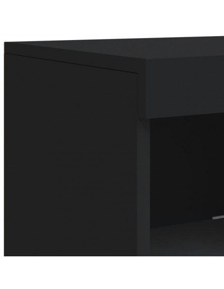 Credenze con Luci LED 3 pz Nere in Legno Multistrato