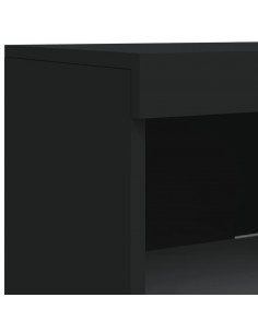 Credenze con Luci LED 3 pz Nere in Legno Multistrato