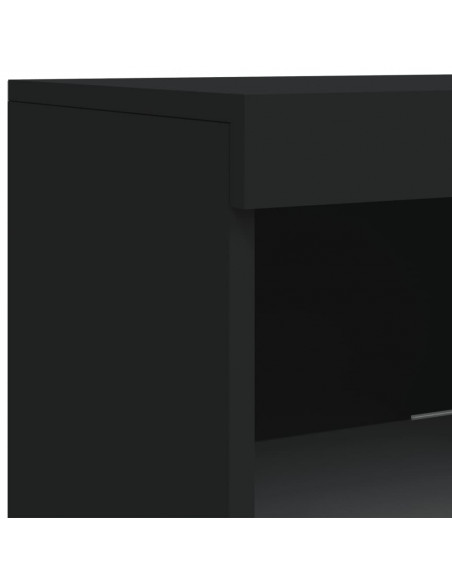 Credenze con Luci LED 3 pz Nere in Legno Multistrato