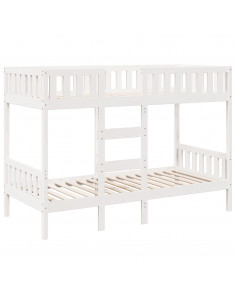 Letto a Castello Bianco 80x200 cm in Legno Massello di Pino 2