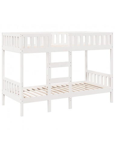 Letto a Castello Bianco 80x200 cm in Legno Massello di Pino