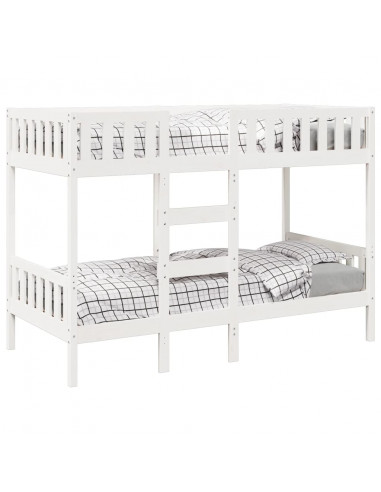 Letto a Castello Bianco 80x200 cm in Legno Massello di Pino