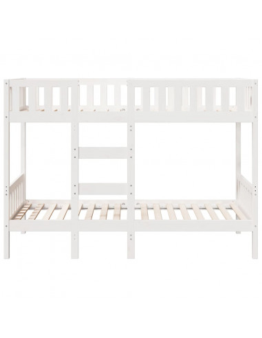 Letto a Castello Bianco 80x200 cm in Legno Massello di Pino