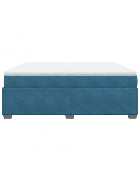 Giroletto a Molle con Materasso Blu Scuro 200x200 cm in Velluto