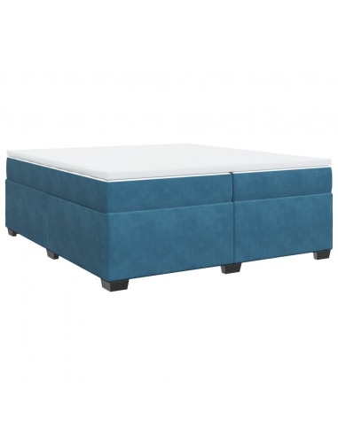 Giroletto a Molle con Materasso Blu Scuro 200x200 cm in Velluto