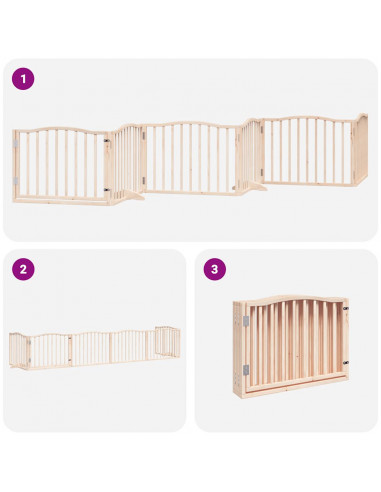 Cancello per Cani Pieghevole 6 Pannelli 480 cm Legno di Pioppo