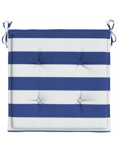 Cuscini per Sedia 2 pz Strisce Bianche e Blu 40x40x4 cm Tessuto