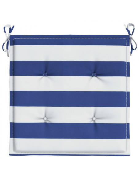 Cuscini per Sedia 2 pz Strisce Bianche e Blu 40x40x3 cm Tessuto