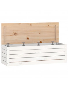 Contenitore Portaoggetti Bianco 109x36,5x33cm Massello di Pino 2