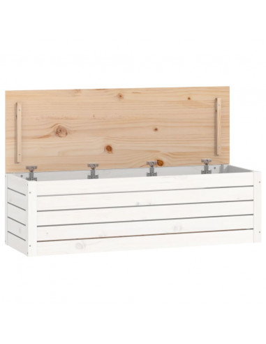 Contenitore Portaoggetti Bianco 109x36,5x33cm Massello di Pino
