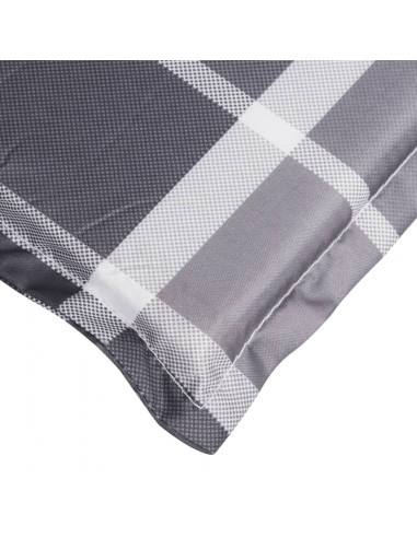 Cuscino per Lettino a Quadri Grigi 200x70x3cm Tessuto Oxford