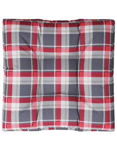 Cuscino per Pallet a Quadri Rossi 70x70x12 cm in Tessuto