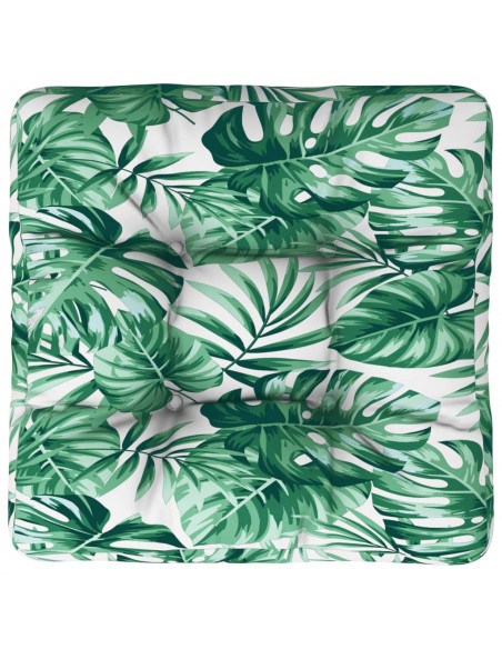 Cuscino per Pallet con Motivo a Foglie 60x60x12 cm in Tessuto