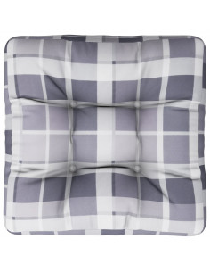 Cuscino per Pallet Motivo a Quadri Grigi 60x60x12 cm in Tessuto