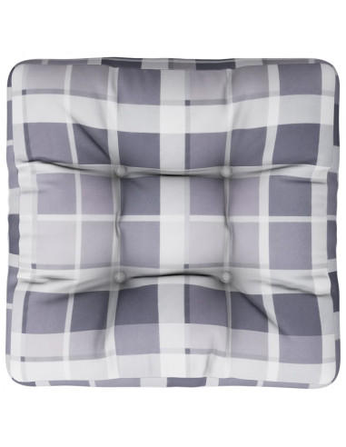 Cuscino per Pallet Motivo a Quadri Grigi 60x60x12 cm in Tessuto