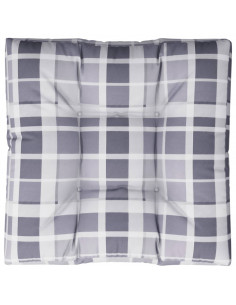 Cuscino per Pallet Motivo a Quadri Grigi 80x80x12 cm in Tessuto