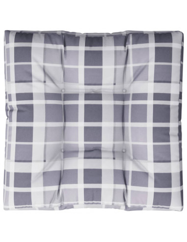 Cuscino per Pallet Motivo a Quadri Grigi 80x80x12 cm in Tessuto