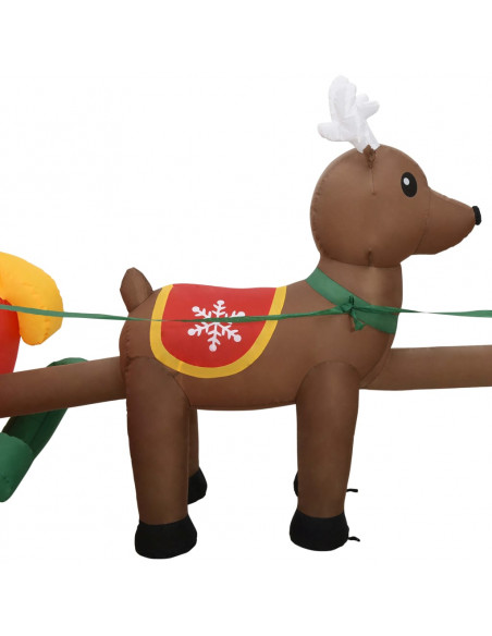 Decorazione Babbo Natale Gonfiabile con Renne LED 490 cm