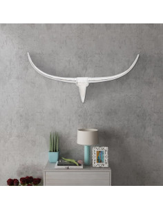 Decorazione da Parete Testa di Toro in Alluminio Argento 96 cm