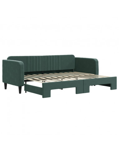 Divano Letto con Letto Estraibile Verde Scuro 80x200cm Velluto
