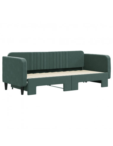 Divano Letto con Letto Estraibile Verde Scuro 80x200cm Velluto